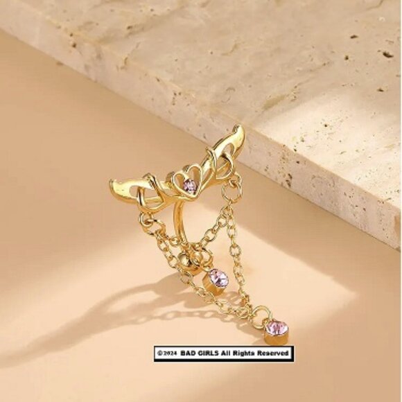 Wings Of Love Silver Or Gold Navel Belly Ring - Picture 8 of 8